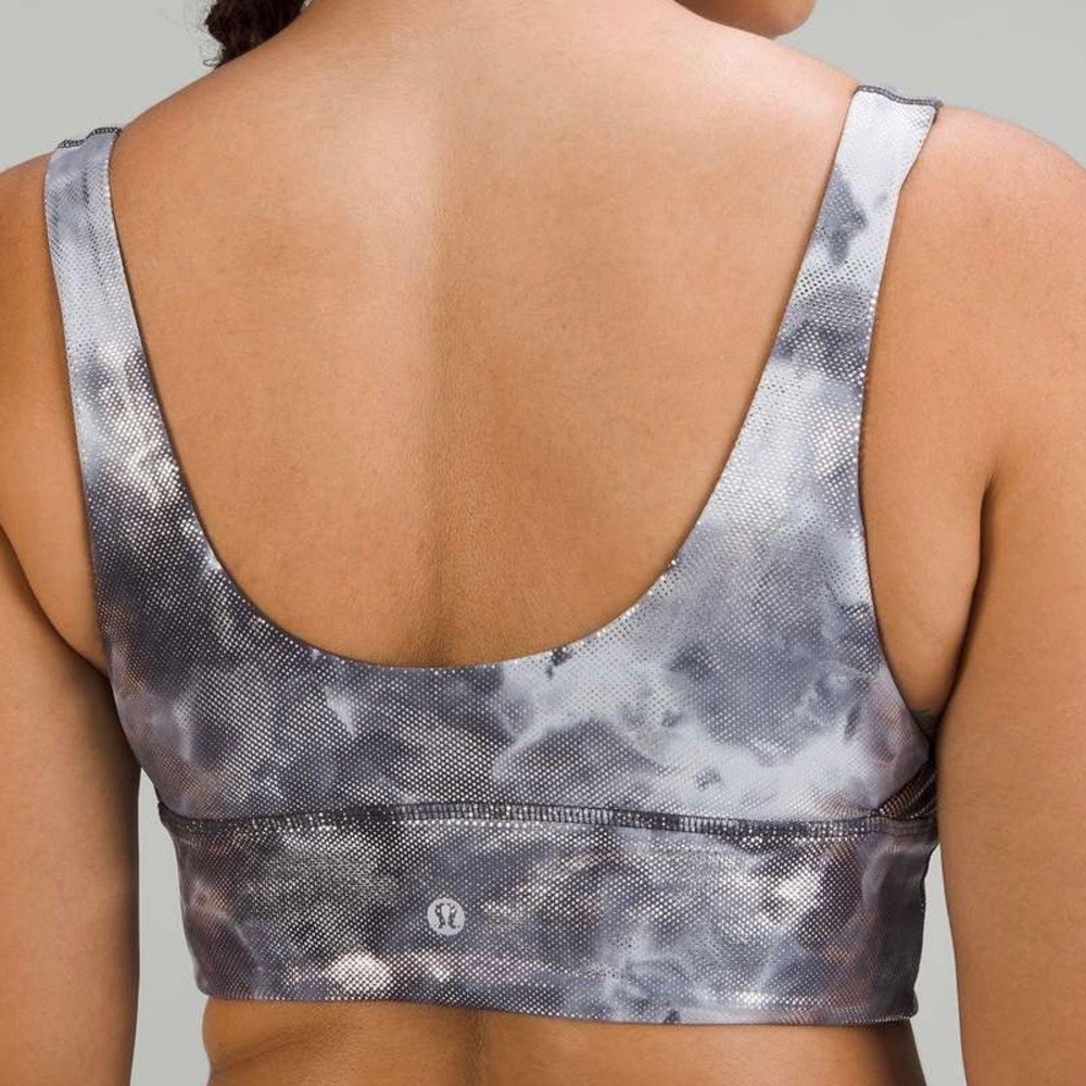 Lululemon Align Bra Light Support Reversible Silver Foil Black Size 8 LW2DNQS